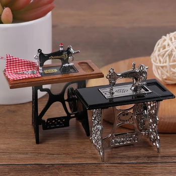 1:12 Lėlių namelis Miniatiūriniai baldai Retro siuvimo mašina Mezgimo įrankiai Modelis Lėlių namų dekoro modeliavimo baldų modelis
