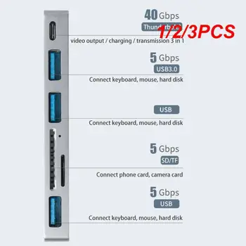 1/2/3PCS Type-C Thunderbolt 3 prijungimo stotis USB-C į USB 3.0 HUB 40Gbps 6 In 1 SD/TF kortelių skaitytuvas 6 prievadai, pritaikyti MacBook