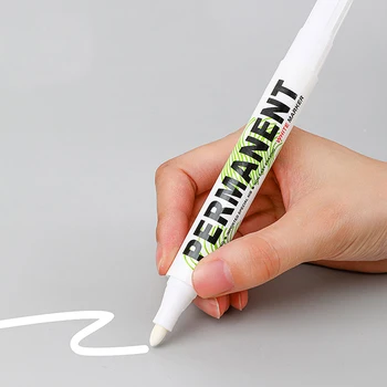 1 PC Baltas žymeklio rašiklis Riebus vandeniui atsparus plastikinis gelinis rašiklis piešimui Baltas