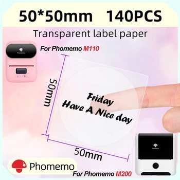 1 Roll Phomemo skaidrus skaidrus lipnus popierius, skirtas Phomemo M110 200 220 etikečių spausdintuvo terminis lipdukas Spausdinamas popierius