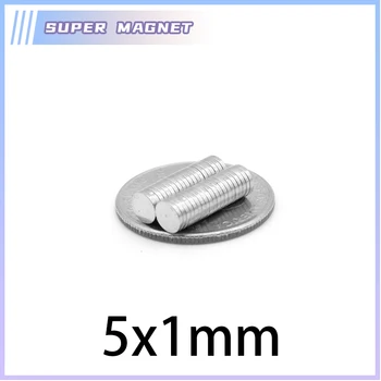 100-2000PCS 5x1mm Mini maži apvalūs magnetai N35 apskritas paieškos magnetas Stiprus 5x1 mm Nuolatiniai NdFeB magnetai Diskas 5*1