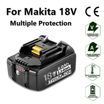 100% Originalus Makita 18V 6000mAh įkraunami elektriniai įrankiai Makita baterija su LED ličio jonų keitimu LXT BL1860B BL1860 BL1850