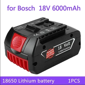 100% Visiškai nauja 18V baterija 6.0Ah, tinkama Bosch gręžtuvui 18V įkraunama ličio jonų baterija BAT609 BAT609G BAT618 BAT618G BA