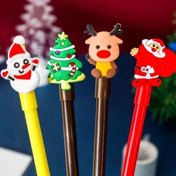 10pc Creative Christmas Press Gelinis rašiklis 0.5mm neutralus tušinukas Naujo stiliaus kalėdinė dovana Kalėdų senio senio elnių pleistro tušinukas