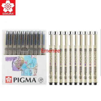 10PCS SAKURA Pigma Micron Fineliner rašikliai - archyviniai juodo rašalo rašikliai, skirti rašyti, piešti ar rašyti žurnalus - Įvairūs taškų dydžiai