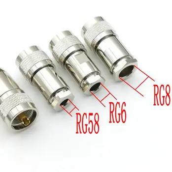 10PCS UHF PL259 kištukas Vyriškas spaustukas RG58 / RG6 / RG8 kabeliui