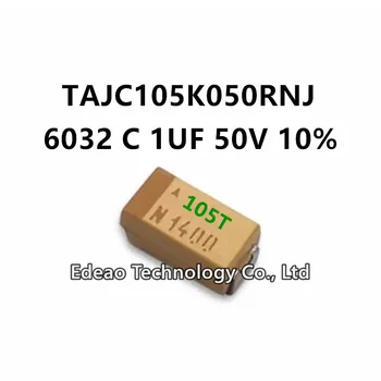 10vnt/LOT NEW C-Type 6032/2312 C 1UF 50V ±10% Žymėjimas:105T TAJC105K050RNJ SMD tantalo kondensatorius