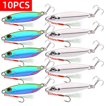 10vnt Metal Jigs Fishing Lure 20g 30g 40g Silver Plating Shore Cast Decoys Jigging Lure Jig Spoon Sinking Artificial Pesca Lure