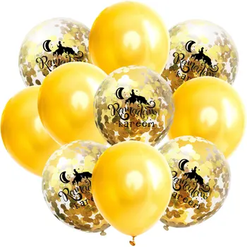 10vnt Mėnulio pilies balionai Eid dekoravimo balionai Eid vakarėlio šventė Latekso balionai Skaidrus konfeti blizgučių balionų rinkinys