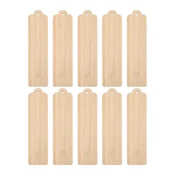 10vnt Nebaigtos tuščios bambuko žymės Masinis su skylutėmis Mediniai gabalai Kabančios dovanų etiketės 