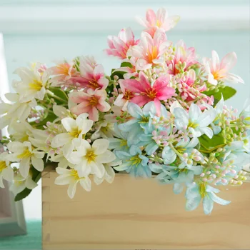 18 Galvos šilkas, dirbtinės gėlės, lelijos, įvairios spalvos, nuotakos imituota puokštė, vestuvės, šeimos susibūrimo dekoravimas
