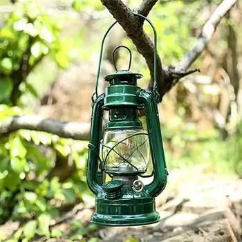 19cm Retro Lauko kempingas Žibalinė lempa Alyvos lemputė Žibinto stiliaus dekoras Daugiafunkcis geležinis kempingo šviestuvas Viduržemio jūros stiliaus dekoras
