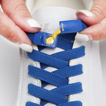 1Pair magnetinės spynos Batų raišteliai be kaklaraiščių Elastiniai raišteliai sportiniams plokštiems batams Spalvinga metalinė sagtis Tingūs batų raiščiai