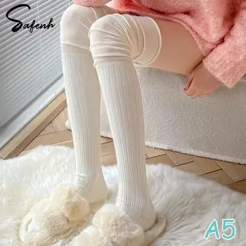 1Pair Moterys Rudens ir žiemos kojinės Aukštos kojinės su šlaunimis Japoniškas susiliejimas per kelius Kojinės Žieminės šiltos kojinės Kojinės