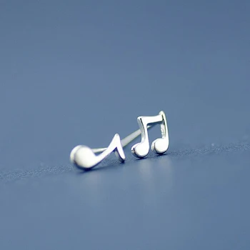 1Pair Nauja sidabrinė mažytė muzikos notacija Ausų smeigtukas Pendientes Moda Mujer Moterų mergaičių vaikų ausų dovana