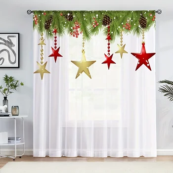 1panel Kalėdų pentagramos žvaigždės raštas Užuolaidų atostogų atmosfera Namų dekoravimas Langas Vientisa užuolaida svetainei Miegamasis