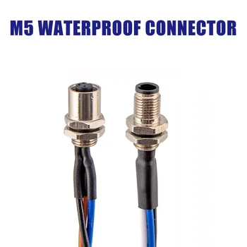 1pc M5 vandeniui atspari jungtis 3 4 kontaktų elektroninis vielos aviacijos kištukas su 30 cm kabeliu Pramoninės plokštės montavimas vyriška moteriška jungtis