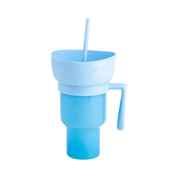 1PC Stadium Tumbler Popcorn Large Cup Snack Cup daugiafunkciniai puodeliai 1000Ml mėlyna