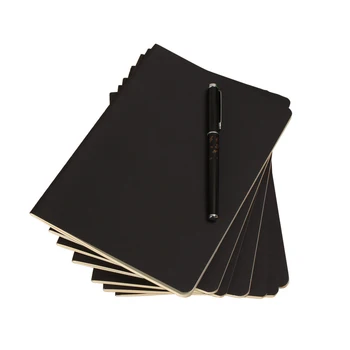1Pcs A5 Notebook,40 Sheets/80 Pages/Book,Black Cover Blank Pages Office Study Notes Supplies QP-09