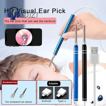 1Set Smart Visual Ear Cleaner Earpick Endoscope Endoscope Spoon Camera Otoscope Ear Wax Remover Earwax Removal Support Android Type-c