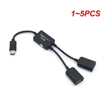 1~5PCS C tipo OTG USB 3.1 Vyriškas į dvigubą 2.0 Moteriškas OTG įkrovimas 2 prievadas HUB kabelis Y skirstytuvas