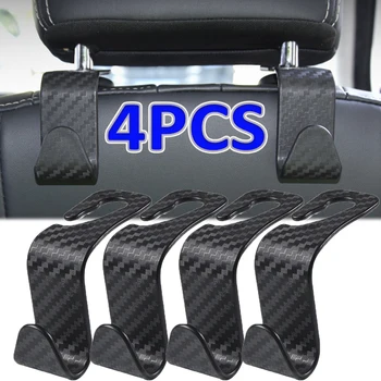 2/4PCS Carbon Universal Auto Seat Headall Hook Seat Back Headlift Hook Vehicle Seat Organizer Holder Car Accessories Interjeras