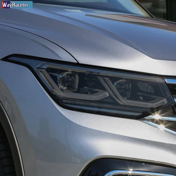 2 dalių Automobilio priekinių žibintų apsauginė plėvelė Priekinis žibintas Skaidrus rūkytas juodas TPU lipdukas, skirtas Volkswagen VW Tiguan Facelift 2020 2021