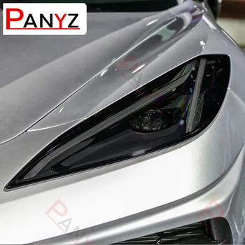 2 dalių automobilių priekinių žibintų apsauginė plėvelė Vinilas Skaidrus juodas TPU lipdukas Chevrolet Corvette C7 C8 2014-Present priedai