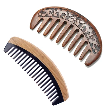 2 vnt medienos šukos medinės plaukų šukos natūralus masažas per šukas-150mm x 50mm x 8mm & 11X5.5X1.3cm