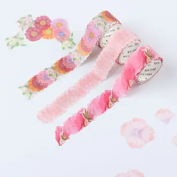 200vnt/ritininių gėlių žiedlapiai Washi juosta Violetinė rožinė Sakura dekoro lipdukai Lipni popieriaus juosta 