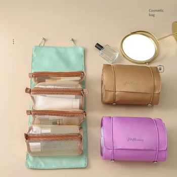 2023 Didelės talpos kosmetikos krepšiai Moteriški kelionių nešiojami nuimami 4-in-1 makiažo krepšys Tualeto reikmenų organizatorius Skalbimo krepšiai