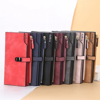 2023 Fashion Women Wallet PU Leather Long Wallets Multi Card Buckle Wallet Zipper Handbag Color Matching Multi-card Pocket Rankinė