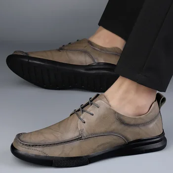 2023 Nauja mada Vyriški suvarstomi vienspalviai Oksfordo batai Vyriški madingi oficialūs batai Verslas Laisvalaikio odiniai batai Vyriški plokšti batai