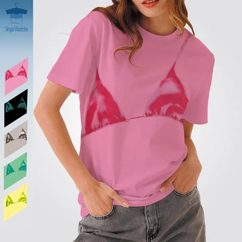 2023 Vasara Populiarus bikini Tee 3D Print Y2K Hot Girl drabužiai moterims O-kaklas Trumpomis rankovėmis Poliesterio viršūnės Oversized drabužiai