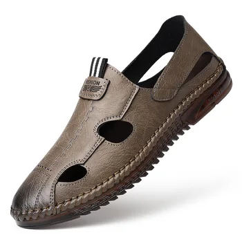 2023 Vasaros minkštos odos laisvalaikio vyriški batai Odinės basutės su tuščiaviduriais sausgyslių padais Kvėpuojančios basutės Vyriški dizainerių batai