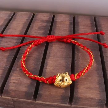 2024 Drakono metai Laiminga raudonos virvės apyrankė Reguliuojamas kinų stilius Zodiako drakono apyrankė Rankų darbo papuošalai Kalėdos Naujųjų metų dovana