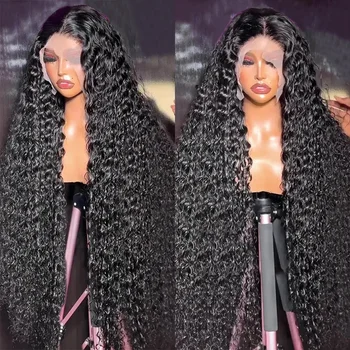 250% 38 colių giliųjų bangų perukas skaidrus 13x4 nėrinių priekinis hd perukas 360 nėrinių priekiniai garbanoti Brazilijos žmogaus plaukų perukai juodaodėms moterims