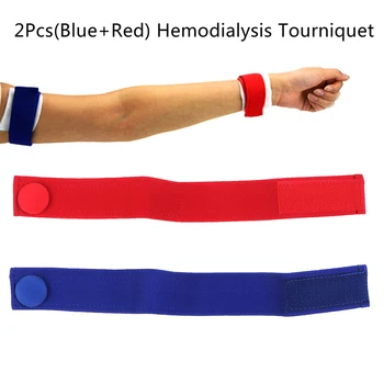 2PcsMedicininis hemodializės turnyras Lipnus tvarstis Apvyniokite veninį hemostatinį sagties dirželį Saugos pirmosios pagalbos priemonė (mėlyna + raudona)