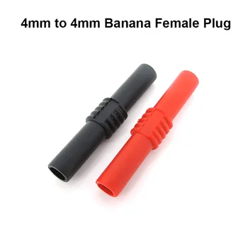 2vnt Izoliuotas nuo 4mm iki 4mm bananų kištukas Moteriškas lizdo jungties jungtis Moteriškas adapterio prailginimas izoliuotas juoda raudona v