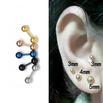 2vnt Nerūdijančio plieno rutuliniai varžtai maži auskarai moterims vyrams 3/4/5mm ausies kaulas nagų lūpų auskarų vėrimas kūno papuošalų aksesuaras