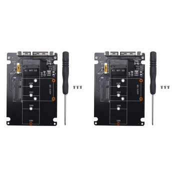 2X 2 In 1 NGFF M.2 B+M Key Mini PCI-E arba MSATA SSD į SATA III adapterio kortelė pilnai Msata SSD/ 2230/2242/2260/22X80 M2