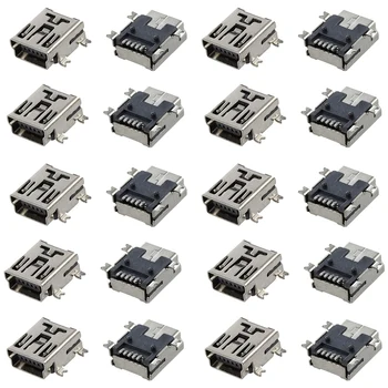 2X Replacement Mini USB Type B Female 5 Pin PCB plokštės montavimo lizdo įkroviklio jungtis 10 vnt.