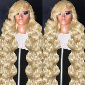 30 40 colių 13x6 HD 613 medaus blondinės spalvos skaidrus nėrinių priekinė kūno banga Žmogaus plaukų perukas 250% 13X4 priekinis perukas moterims