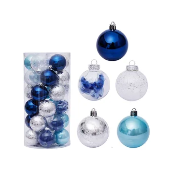 30vnt Kalėdiniai kamuoliukai 6cm eglutei Mėlyni Kalėdų kamuoliukai Plastikiniai eglutės papuošalai Dekoracijos Namų pakabukai
