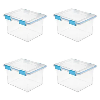32 Qt tarpiklių dėžutė Skaidrus pagrindas ir dangtis Mėlynas akvariumas Skaidrus laikymo dėžutės rinkinys iš 4