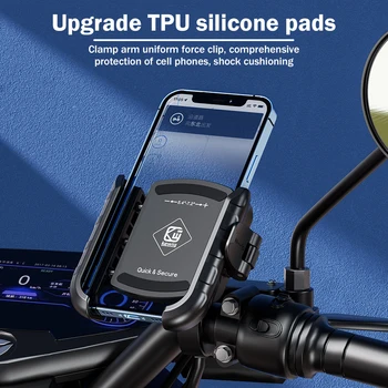360 Besisukantis mobiliojo telefono stovas Aliuminio motociklo telefono laikiklis Moto dviračio vairo laikiklis motociklų dviračių motoroleriui