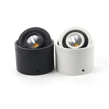 360 kampo reguliuojamas pritemdomas paviršiuje montuojamas LED COB downlight 5W / 7W / 9W / 15W LED lempos lubų taškinis apšvietimas su LED tvarkykle