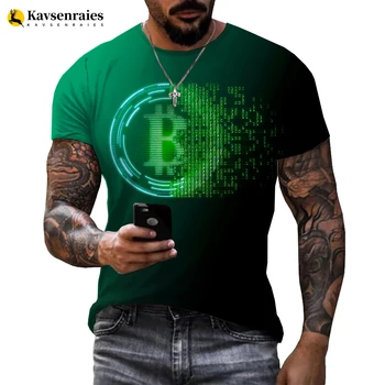 3D Bitcoin Print Vyriški marškinėliai trumpomis rankovėmis B Bitcoin Funny Design 3D Print Tshirt Digital Currency B Print marškinėliai 6XL
