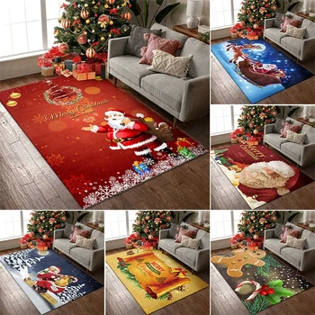 3D Linksmų Kalėdų dekoras Įėjimo kilimas Svetainė Kavos staliukas Antklodė Kalėdų senelis Snaigės kilimėlis Miegamasis Namų kilimėliai Grindų kilimėliai