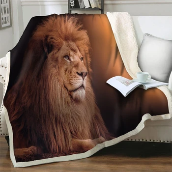 3D spausdinimas Animacinis filmas Gyvūnų liūtas Minkštos flanelinės antklodės lovoms Sofos kėdė Šiltas pliušinis mesti antklodę Kelionės Piknikas Miego miego užvalkalas